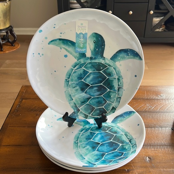 Sigrid Olsen Other - Sigrid Olsen Melamine Sea Turtle 11” Dinner Plates Set of Four NWT